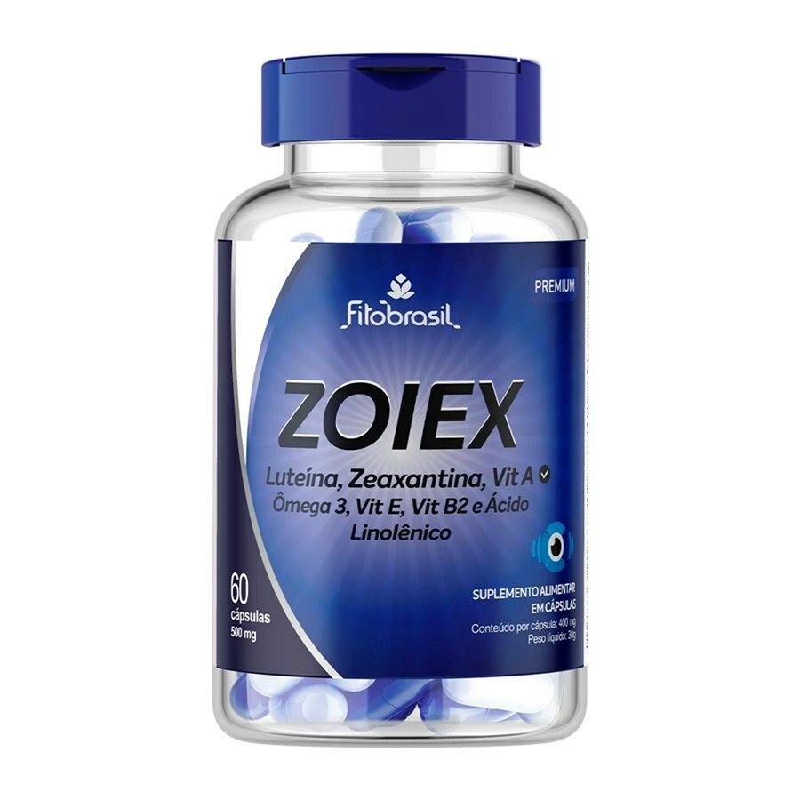 Luteína + Zeaxantina + Vitamina A + E + B2 + Ácido Linolênico + Ômega 3 - Zoiex Fitobrasil 60 Cápsulas